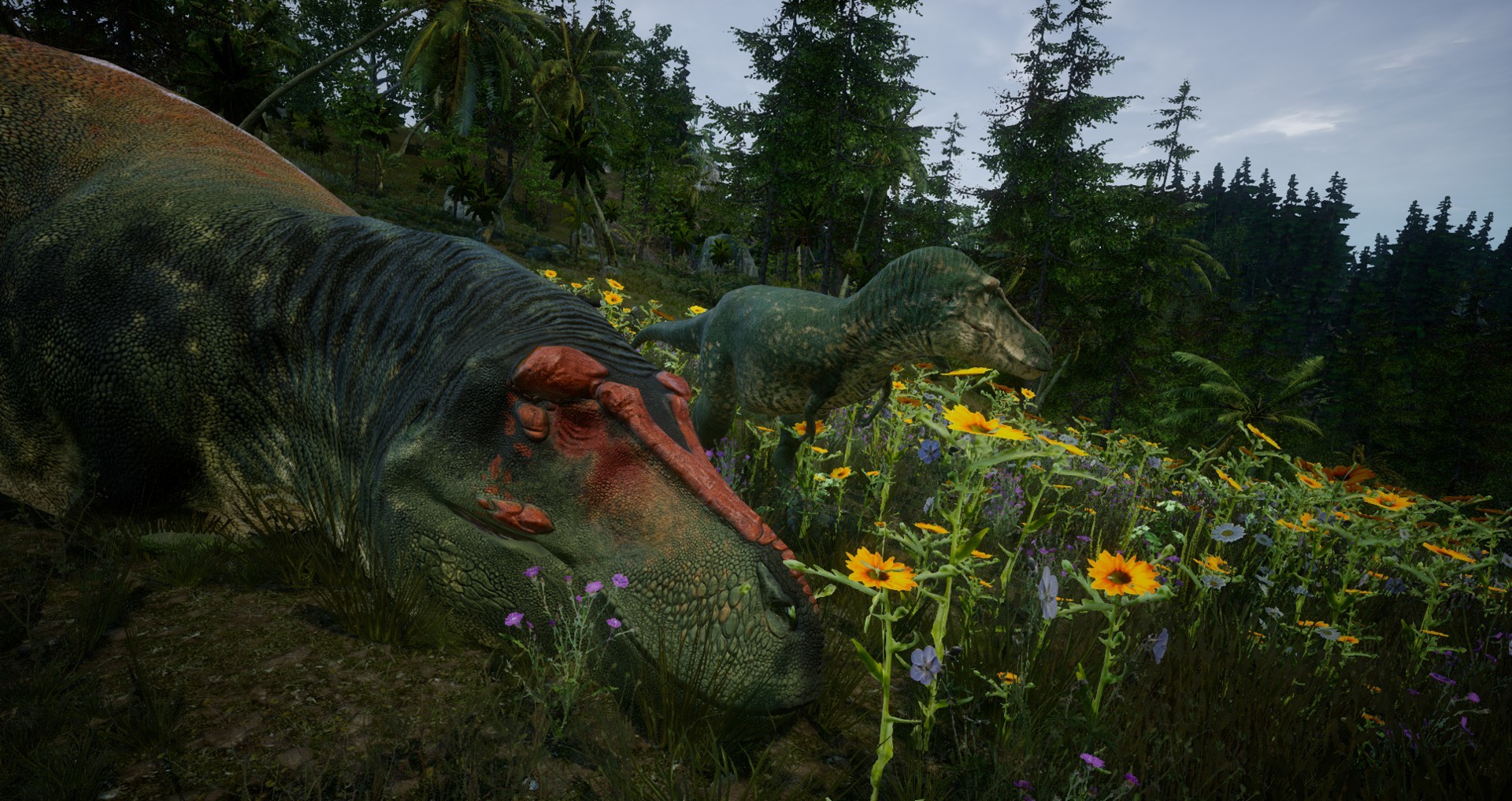Tyrannosaurus adult next to a juvenile.