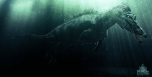 Ichthy swimming in the deep deep ocean.